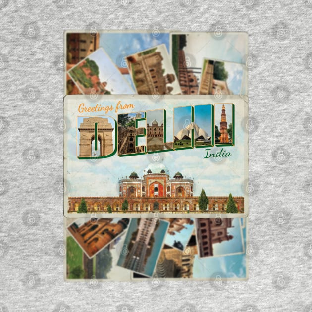 Greetings from Delhi in India Vintage style retro souvenir by DesignerPropo